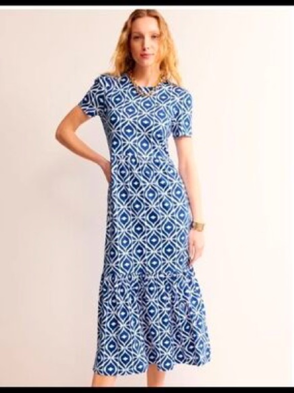 Boden Emma Tiered Jersey Geometric Midi Dress - Picture 4 of 8